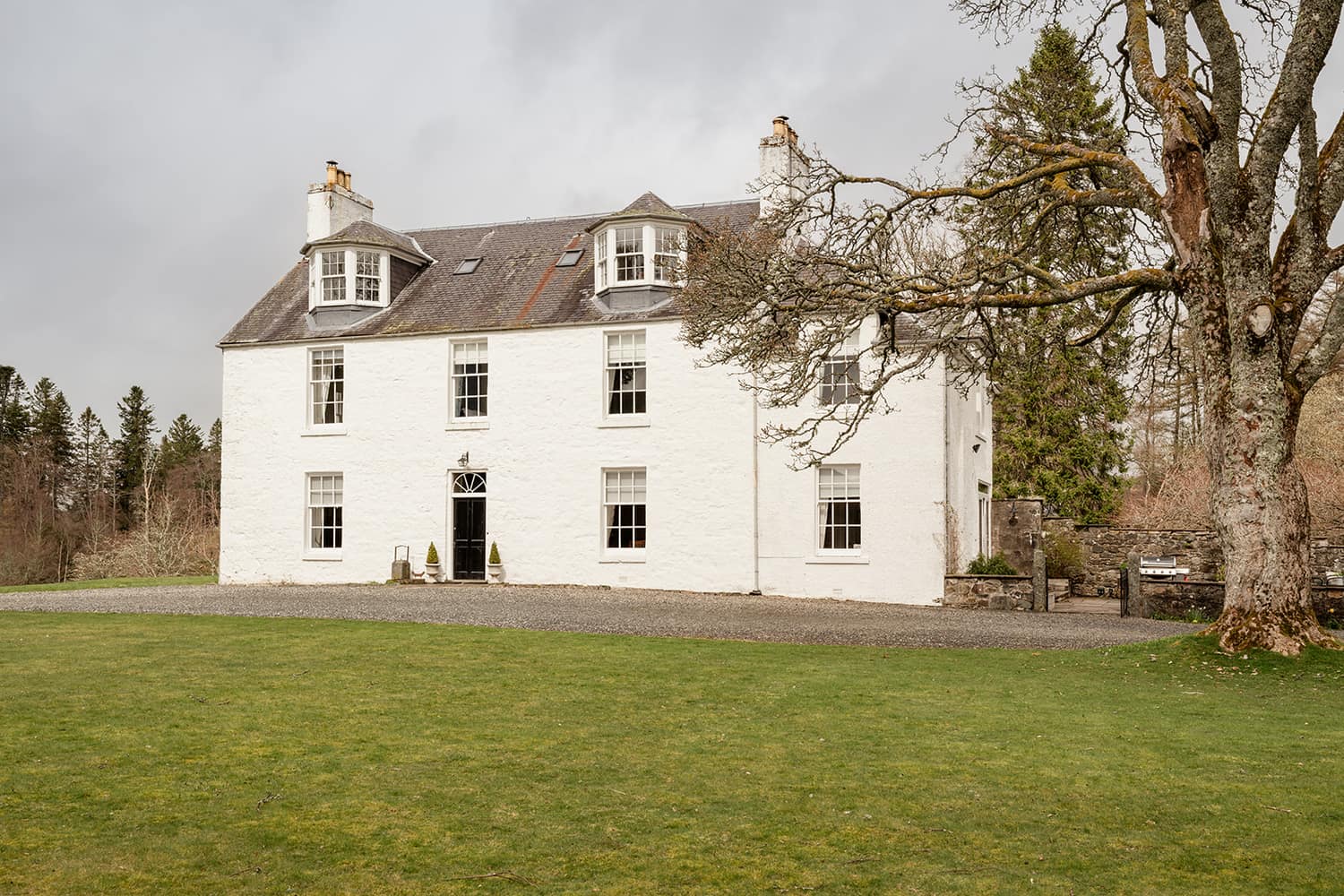 Cray House, our home for the Wallow retreat, a white country house in the Cairngorms